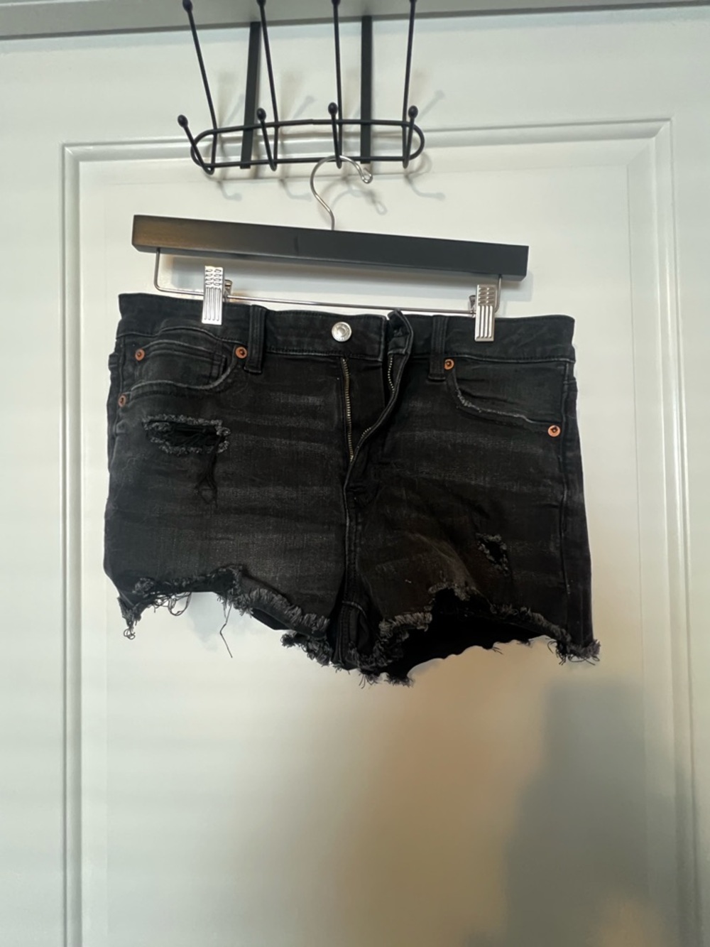 American Eagle Outfitters Black Distressed Denim Cutoff Shorts